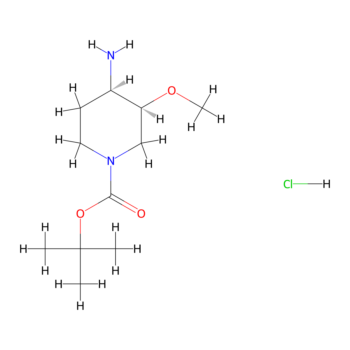tert-Butyl (3S,4R)-4-amino-3-methoxypiperidine-1-carboxylate hydrochloride molecular structure, CAS 2355288-63-8