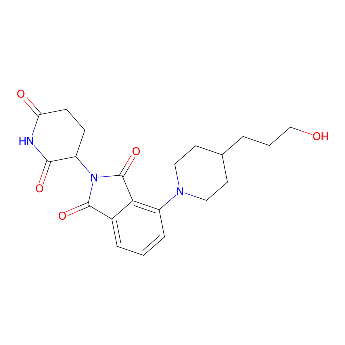 2-(2,6-Dioxopiperidin-3-yl)-4-(4-(3-hydroxypropyl)piperidin-1-yl)isoindoline-1,3-dione molecular structure, CAS 2355289-75-5