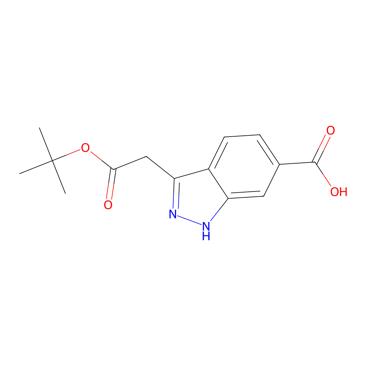 3-tert-Butoxycarbonylmethyl-1H-indazole-6-carboxylic acid molecular structure, CAS 2355385-18-9
