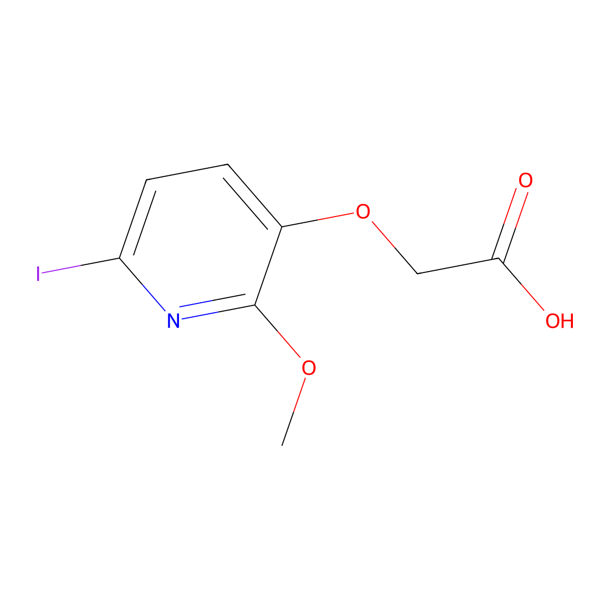2-[(6-Iodo-2-methoxypyridin-3-yl)oxy]acetic acid molecular structure, CAS 2355385-21-4