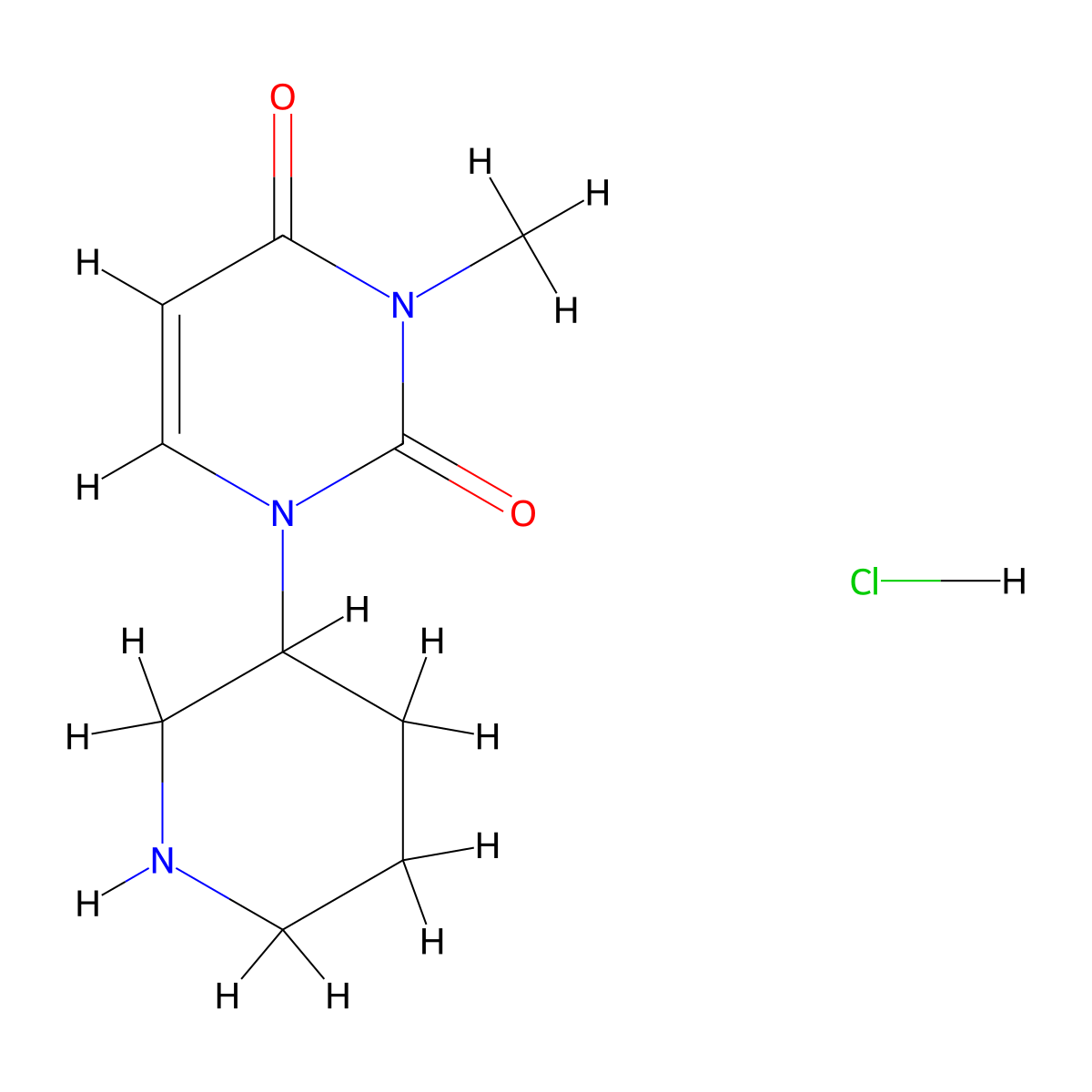 3-Methyl-1-(piperidin-3-yl)pyrimidine-2,4(1H,3H)-dione hydrochloride molecular structure, CAS 2355385-22-5