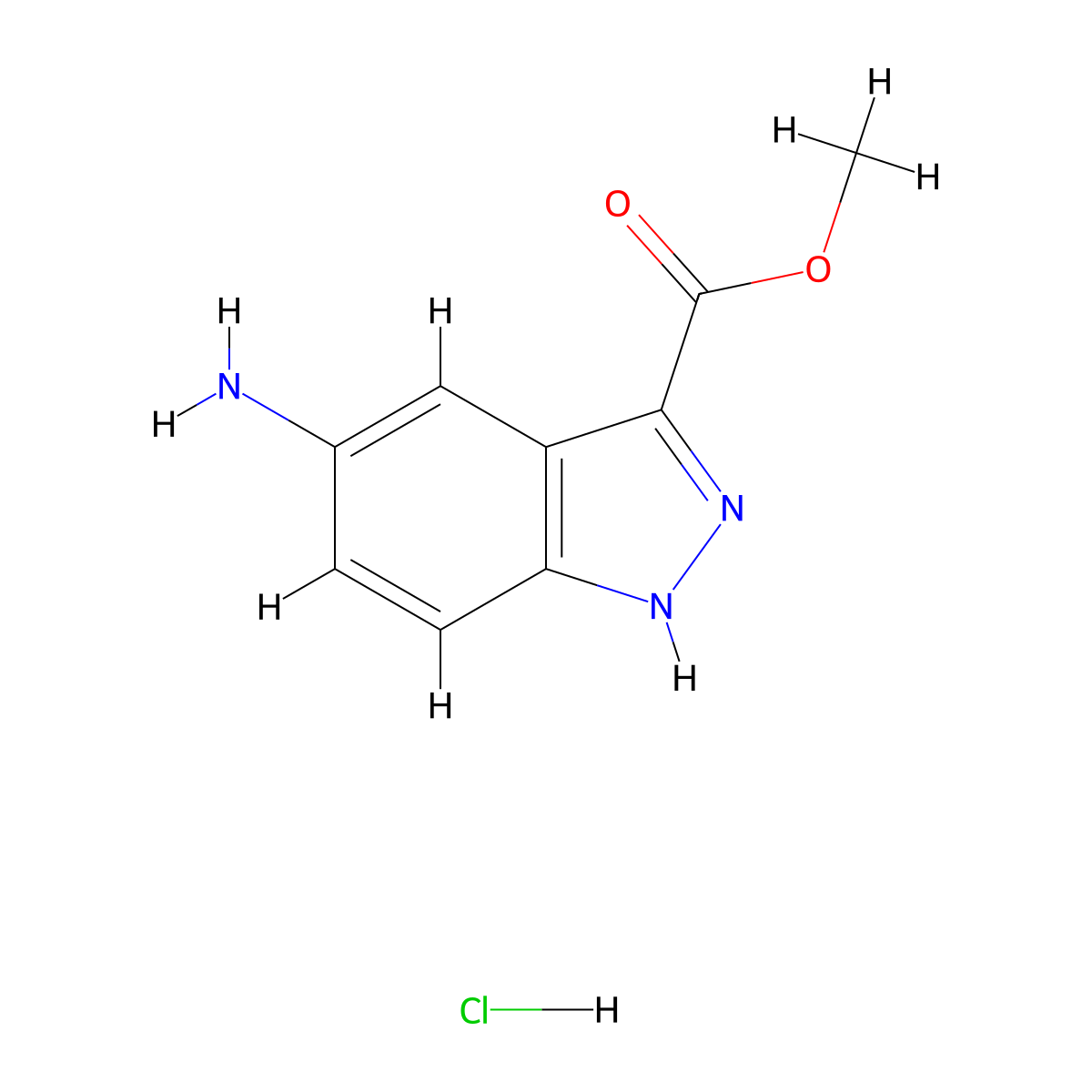 Methyl 5-amino-1H-indazole-3-carboxylate hydrochloride molecular structure, CAS 2355385-26-9
