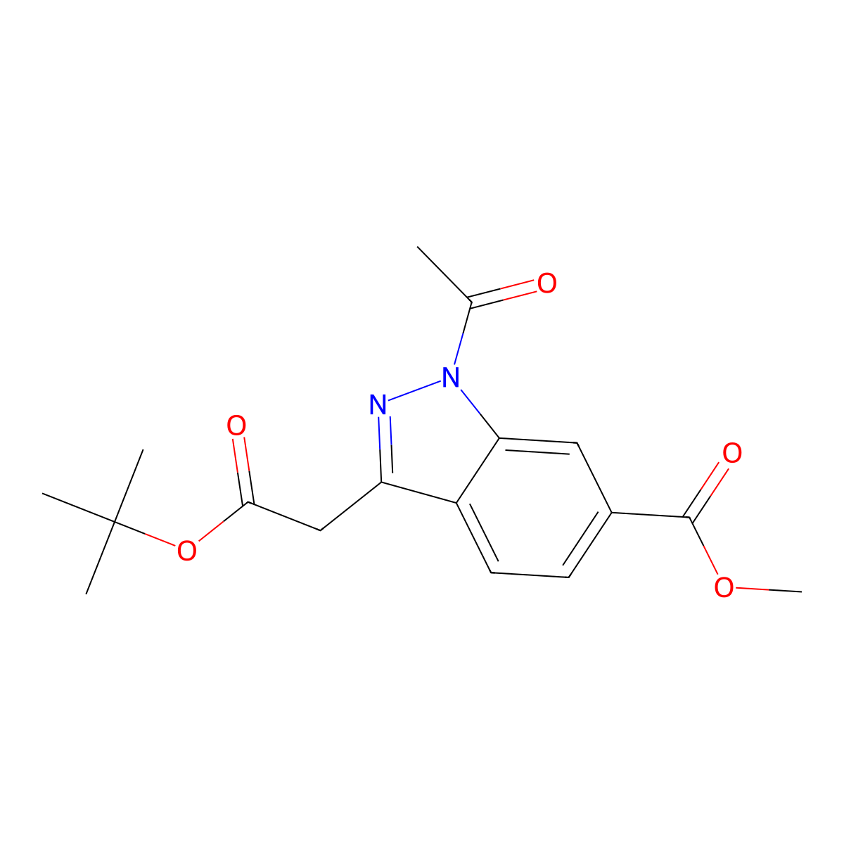 1-Acetyl-3-tert-butoxycarbonylmethyl-1H-indazole-6-carboxylic acid methyl ester molecular structure, CAS 2355385-30-5