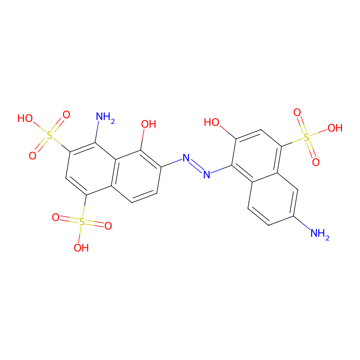 4-Amino-6-((6-amino-2-hydroxy-4-sulpho-1-naphthyl)azo)-5-hydroxynaphthalene-1,3-disulphonic acid molecular structure, CAS 23554-16-7