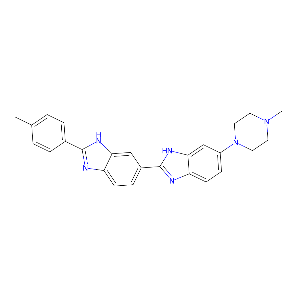 2-(4-methylphenyl)-6-[6-(4-methylpiperazin-1-yl)-1H-benzimidazol-2-yl]-1H-benzimidazole molecular structure, CAS 23554-98-5