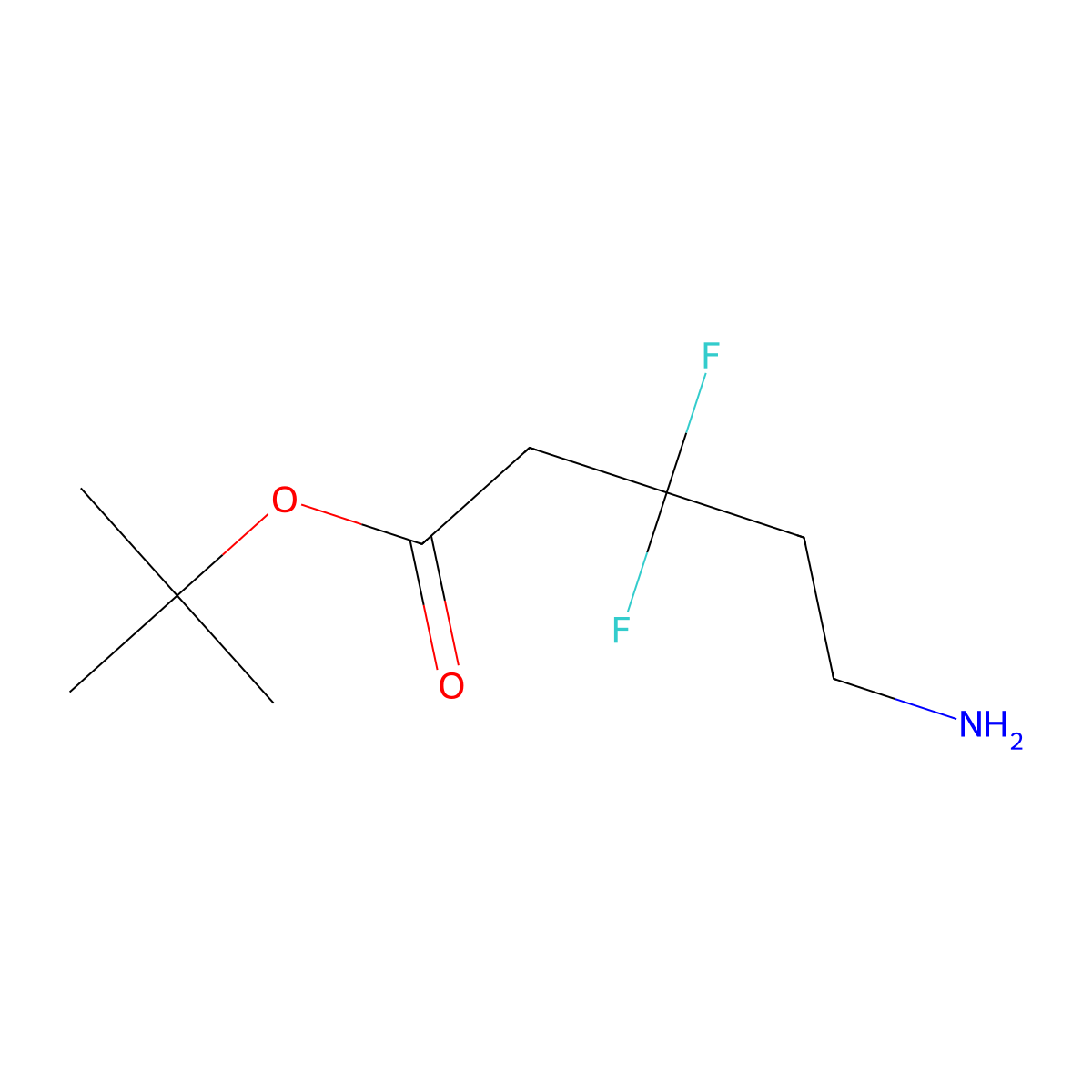 Tert-butyl 5-amino-3,3-difluoropentanoate molecular structure, CAS 2355411-70-8