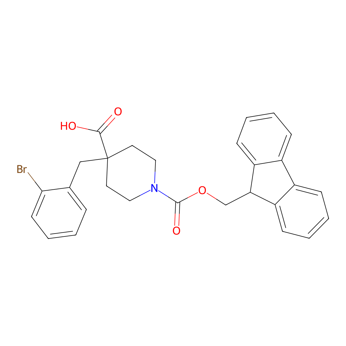 1-Fmoc-4-(2-bromobenzyl)piperidine-4-carboxylic acid molecular structure, CAS 2355468-91-4