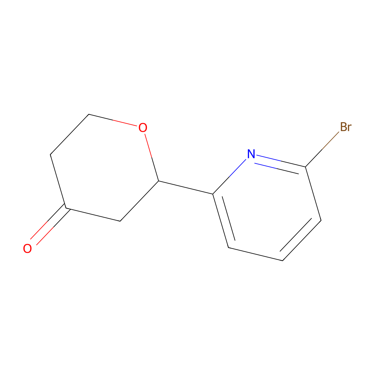2-(6-bromopyridin-2-yl)tetrahydro-4H-pyran-4-one molecular structure, CAS 2355513-62-9