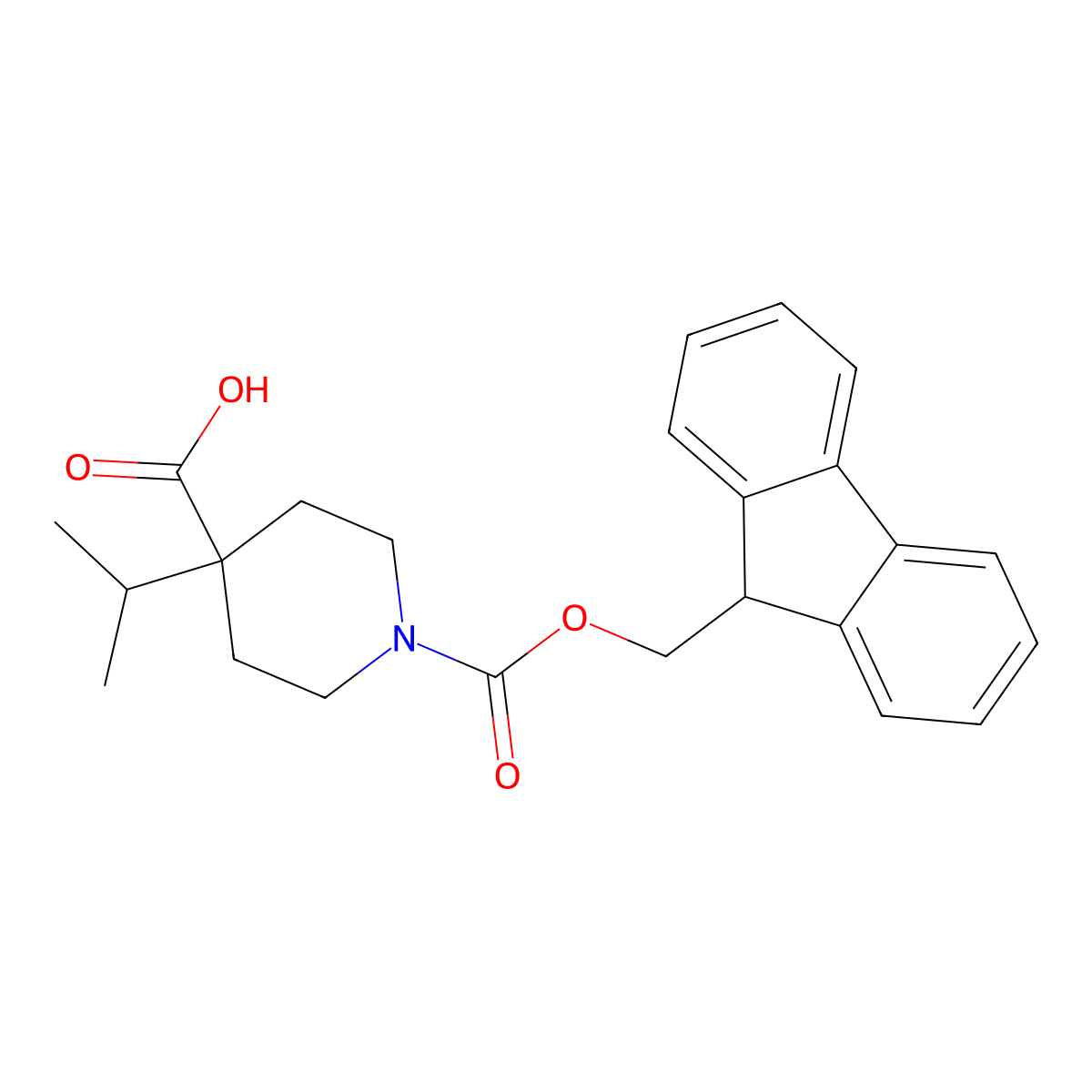 1-(9H-Fluoren-9-ylmethoxycarbonyl)-4-propan-2-ylpiperidine-4-carboxylic acid molecular structure, CAS 2355513-97-0