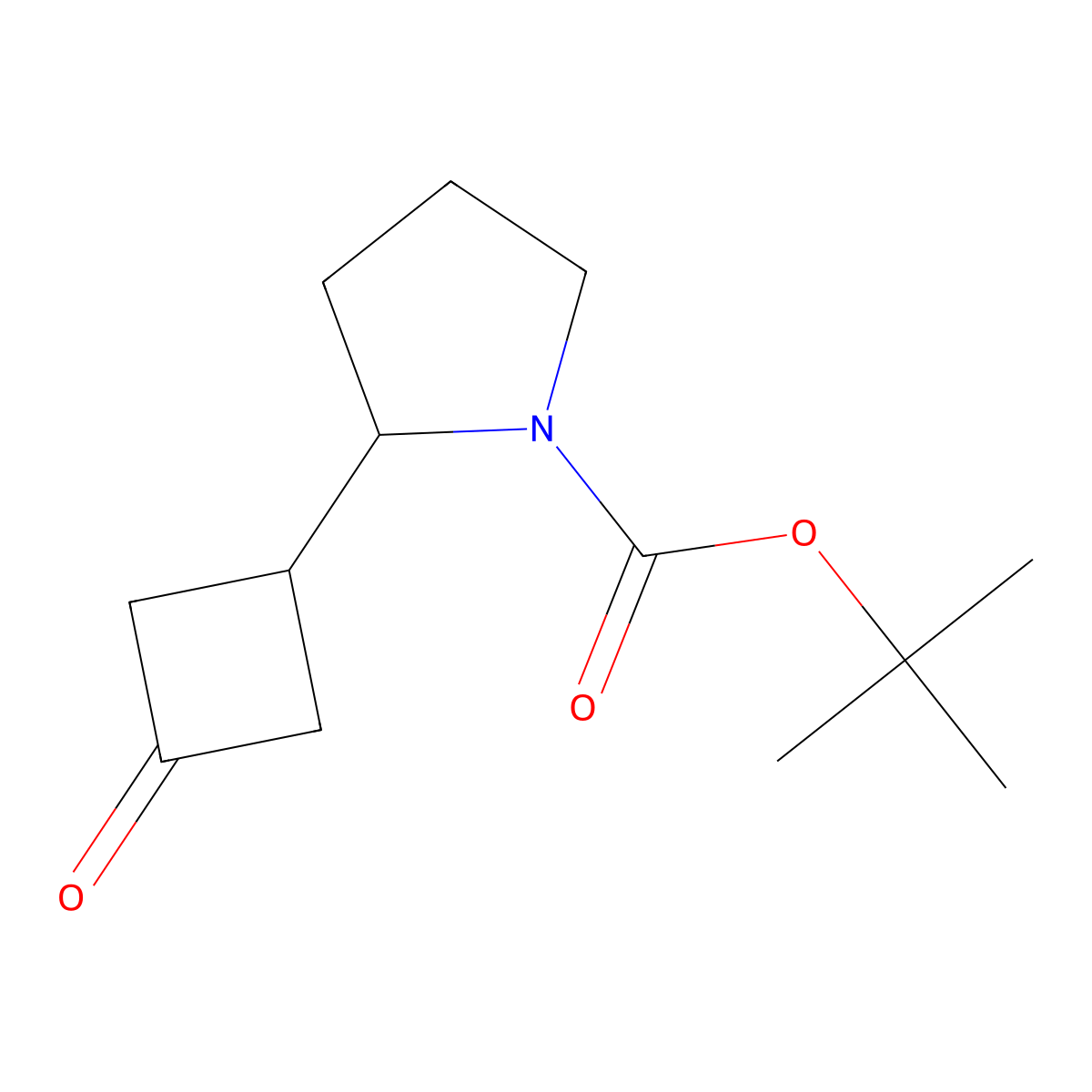 Tert-butyl 2-(3-oxocyclobutyl)pyrrolidine-1-carboxylate molecular structure, CAS 2355552-99-5