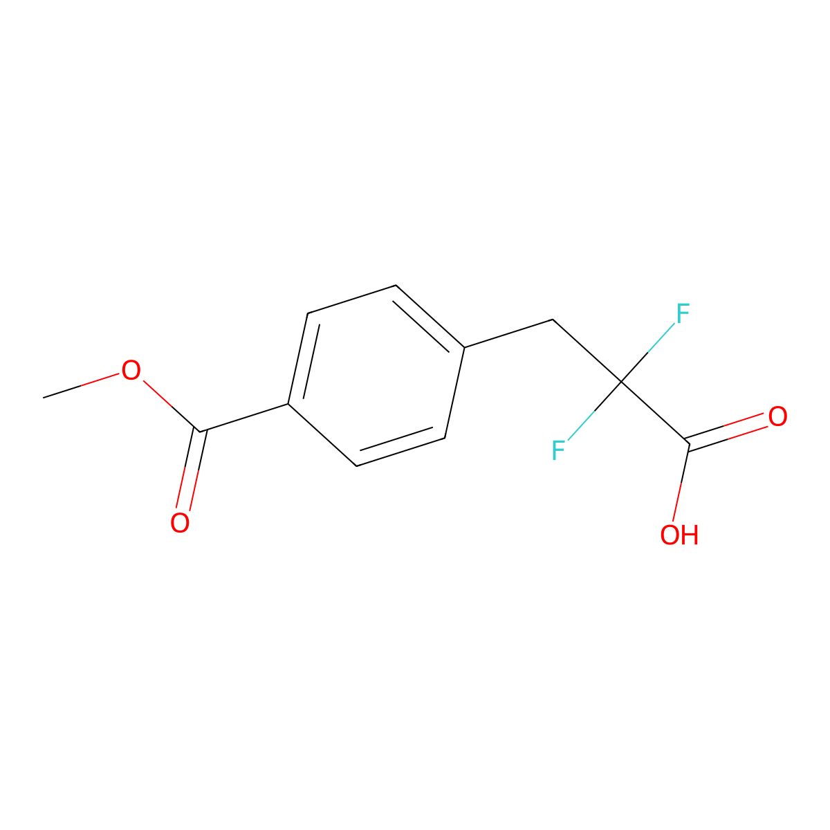 2,2-Difluoro-3-[4-(methoxycarbonyl)phenyl]propanoic acid molecular structure, CAS 2355577-29-4