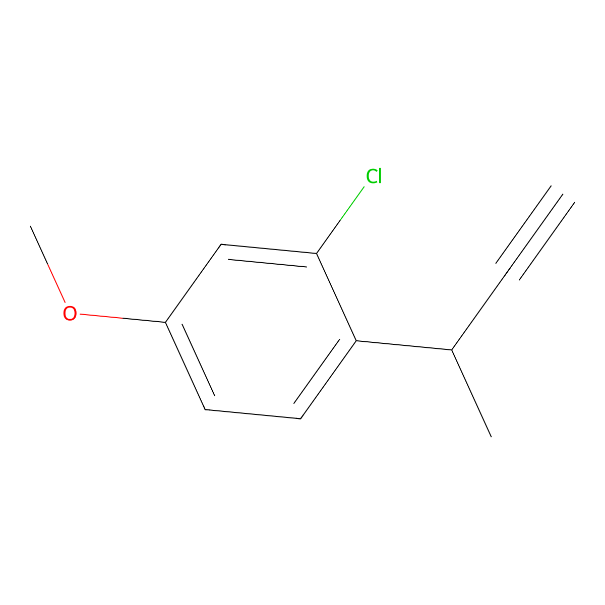 1-(But-3-yn-2-yl)-2-chloro-4-methoxybenzene molecular structure, CAS 2355595-36-5