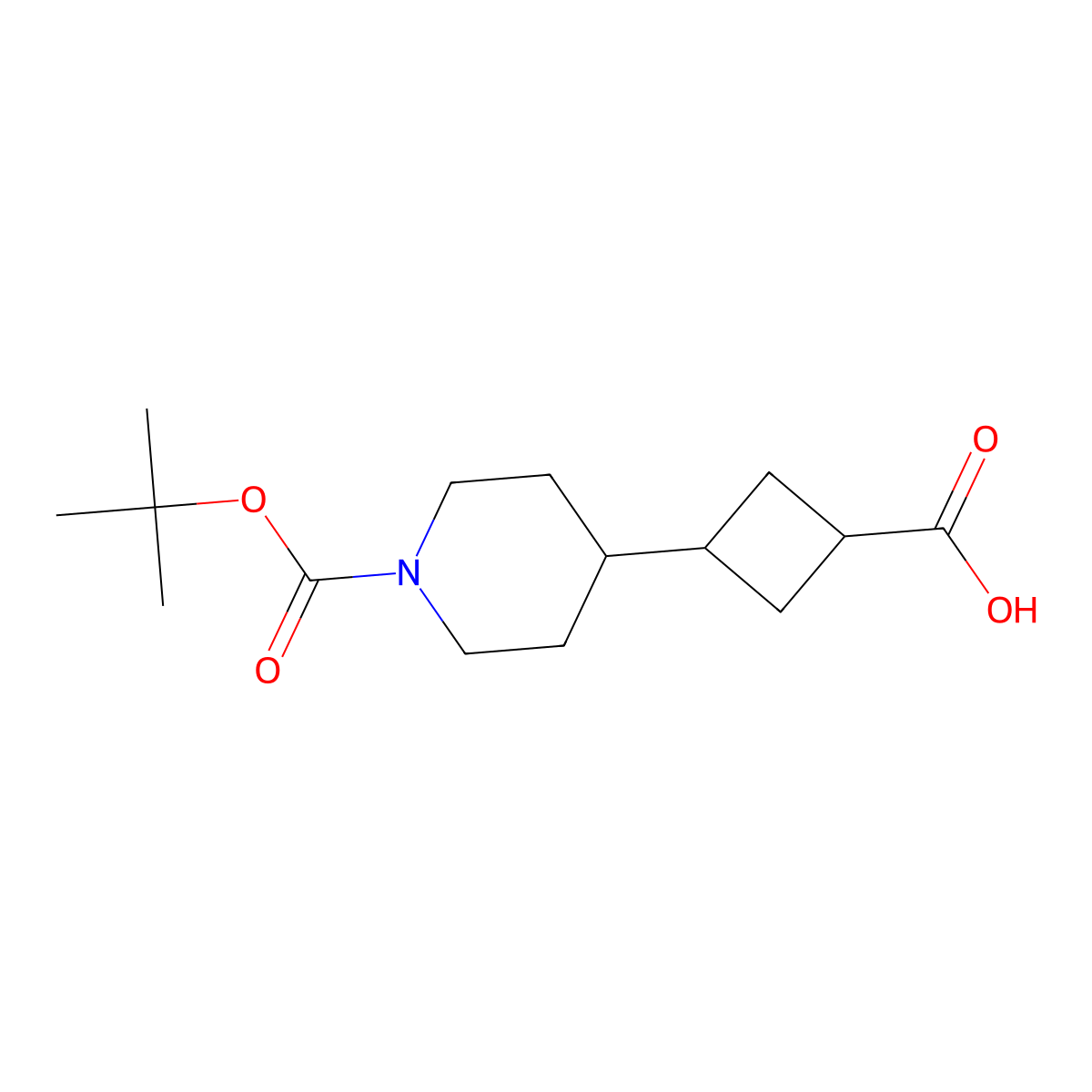 3-(1-((Tert-butoxy)carbonyl)piperidin-4-yl)cyclobutane-1-carboxylic acid molecular structure, CAS 2355617-42-2