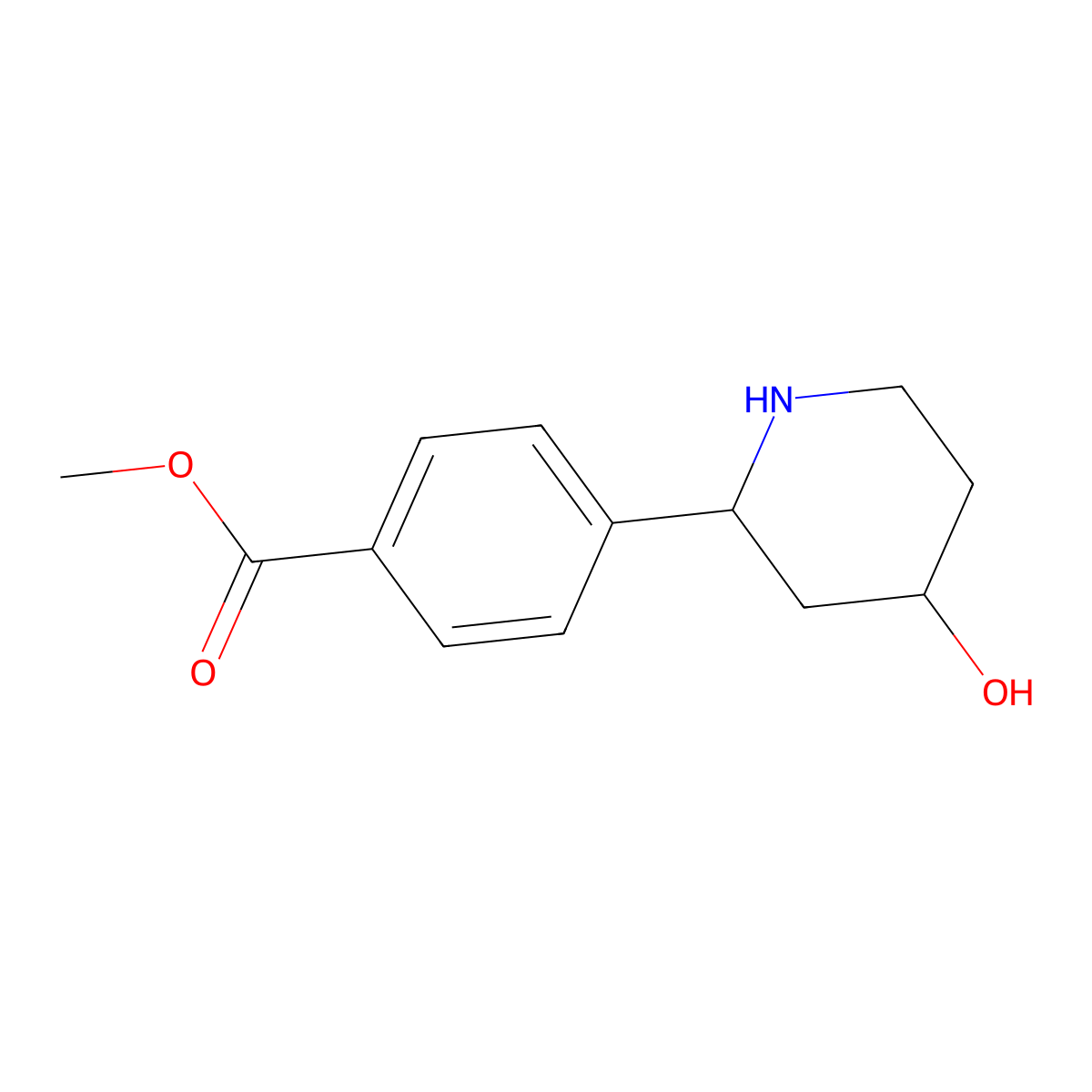 Methyl 4-(4-hydroxypiperidin-2-yl)benzoate molecular structure, CAS 2355625-22-6