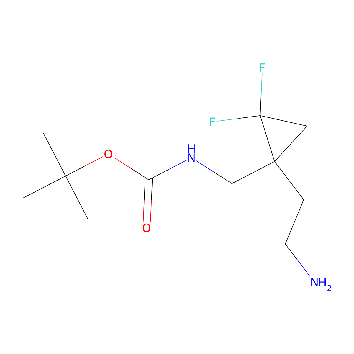 tert-butyl N-{[1-(2-aminoethyl)-2,2-difluorocyclopropyl]methyl}carbamate molecular structure, CAS 2355689-89-1