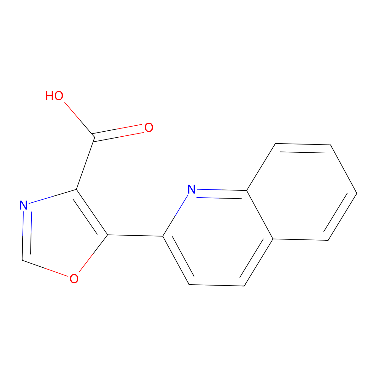 5-Quinolin-2-yl-1,3-oxazole-4-carboxylic acid molecular structure, CAS 2355724-22-8