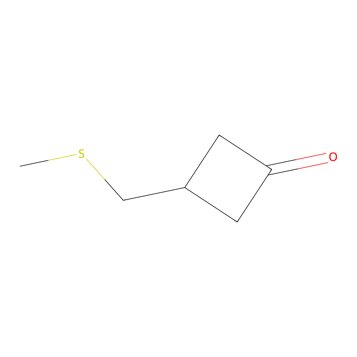 3-[(Methylsulfanyl)methyl]cyclobutan-1-one molecular structure, CAS 2355744-65-7
