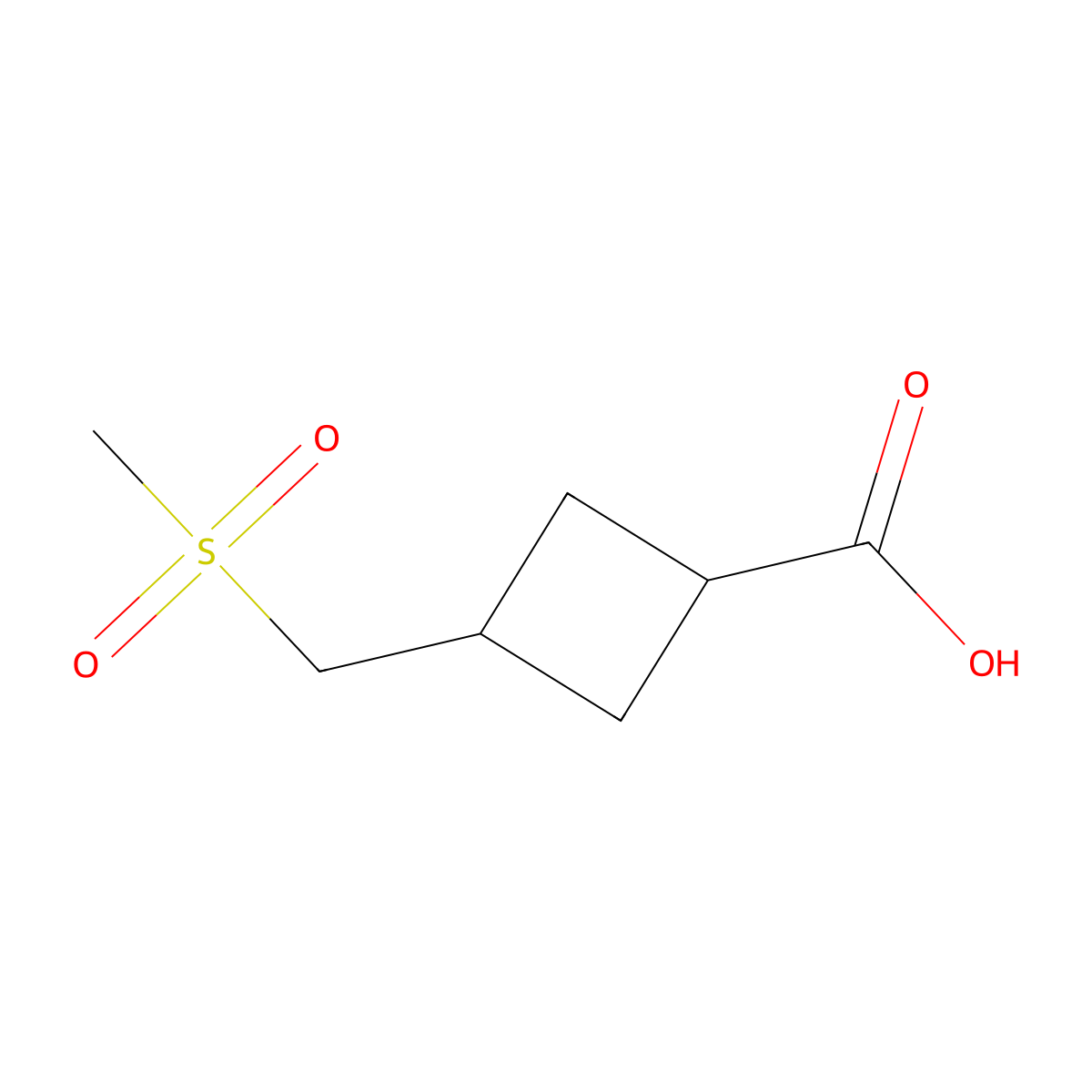 3-(Methanesulfonylmethyl)cyclobutane-1-carboxylic acid molecular structure, CAS 2355786-85-3