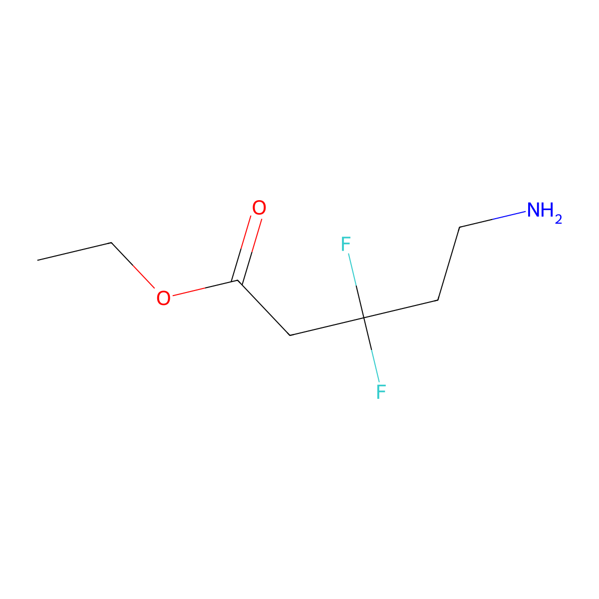 Ethyl 5-amino-3,3-difluoropentanoate molecular structure, CAS 2355842-76-9