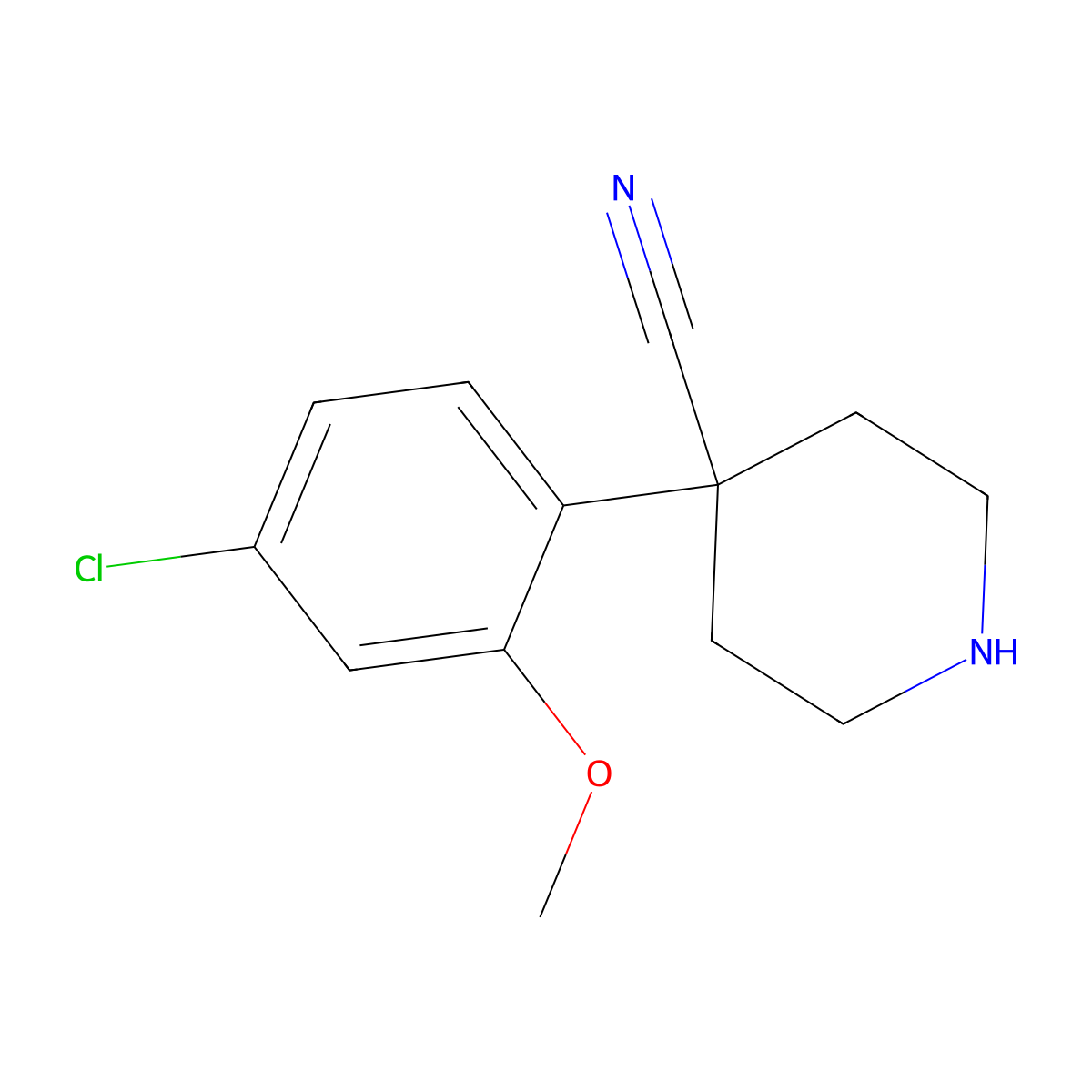 4-(4-Chloro-2-methoxyphenyl)piperidine-4-carbonitrile molecular structure, CAS 2355886-44-9