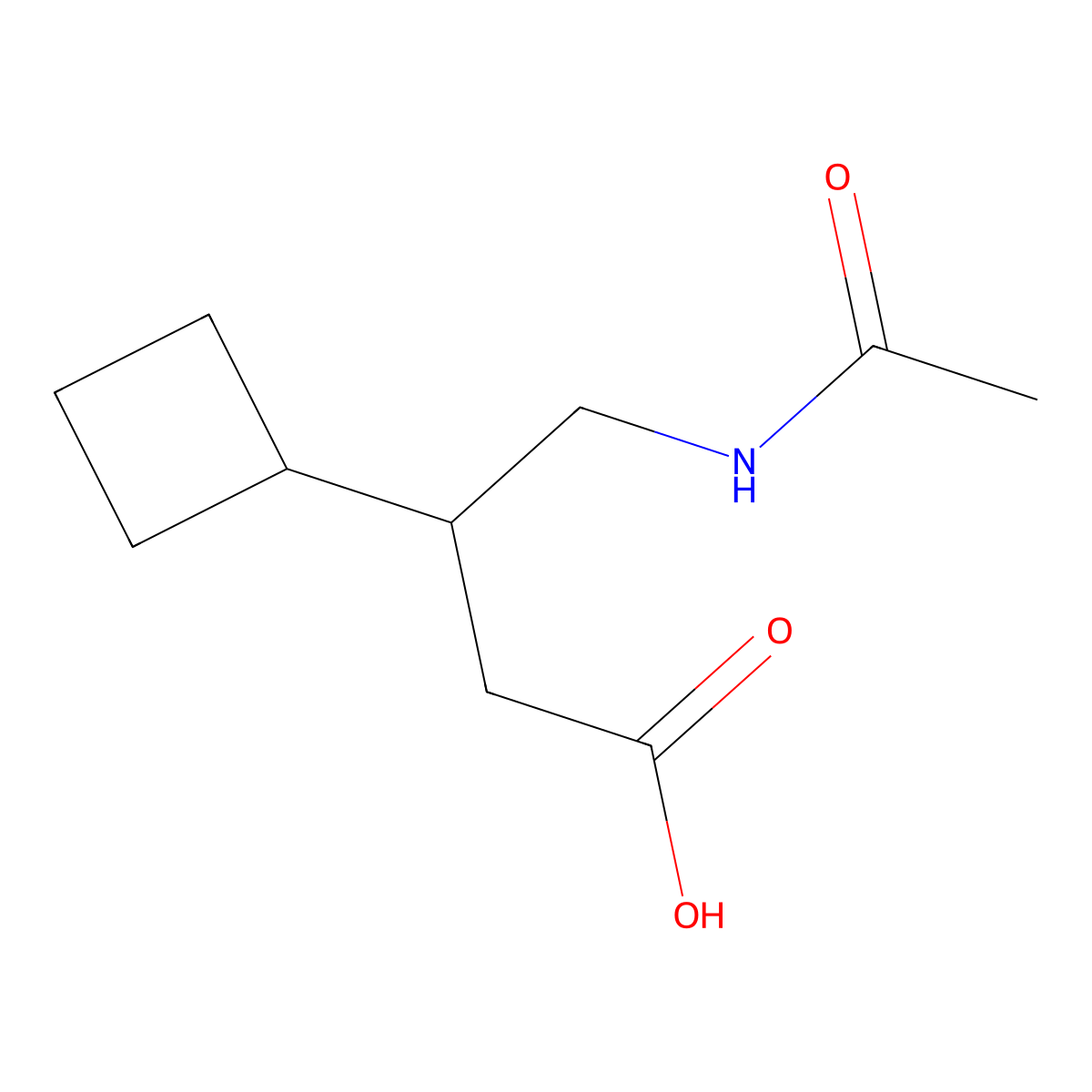 3-Cyclobutyl-4-acetamidobutanoic acid molecular structure, CAS 2355928-54-8