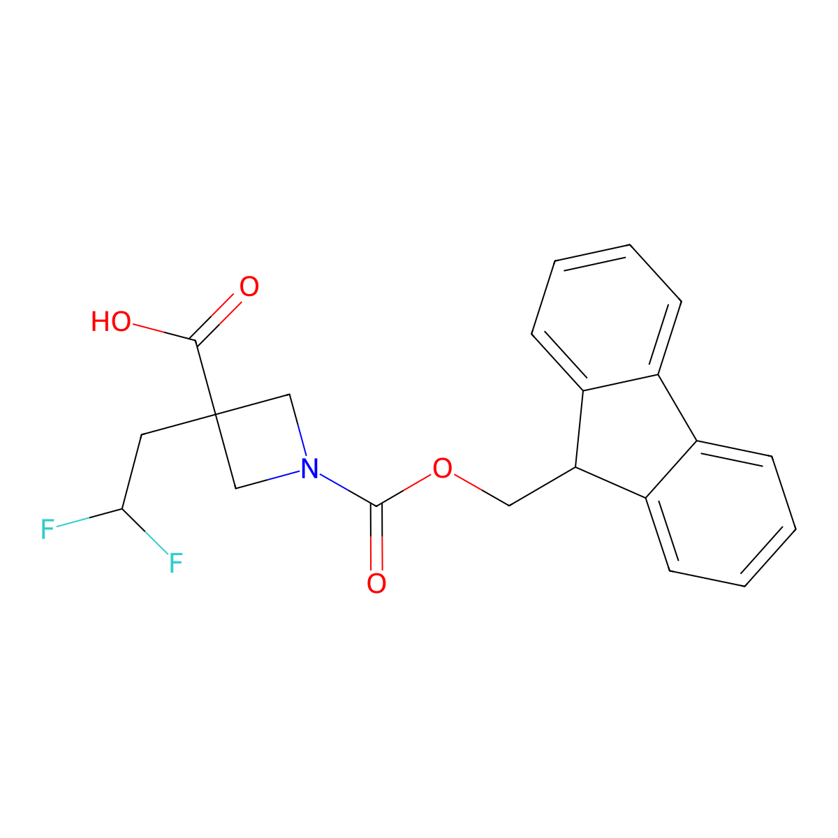 3-(2,2-difluoroethyl)-1-{[(9H-fluoren-9-yl)methoxy]carbonyl}azetidine-3-carboxylic acid molecular structure, CAS 2356008-67-6