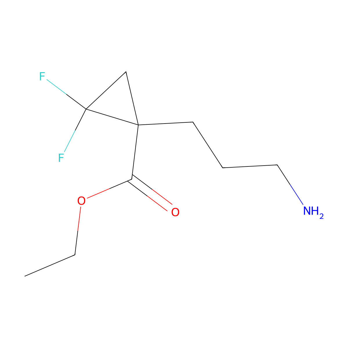 Ethyl 1-(3-aminopropyl)-2,2-difluorocyclopropane-1-carboxylate molecular structure, CAS 2356077-28-4
