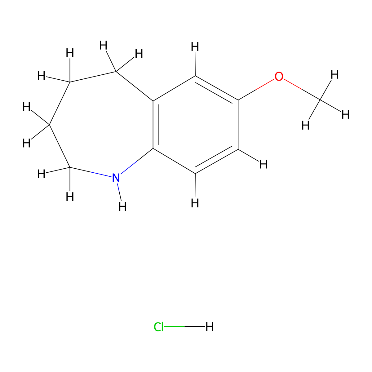 7-Methoxy-2,3,4,5-tetrahydro-1H-benzo[b]azepine hydrochloride molecular structure, CAS 23561-82-2