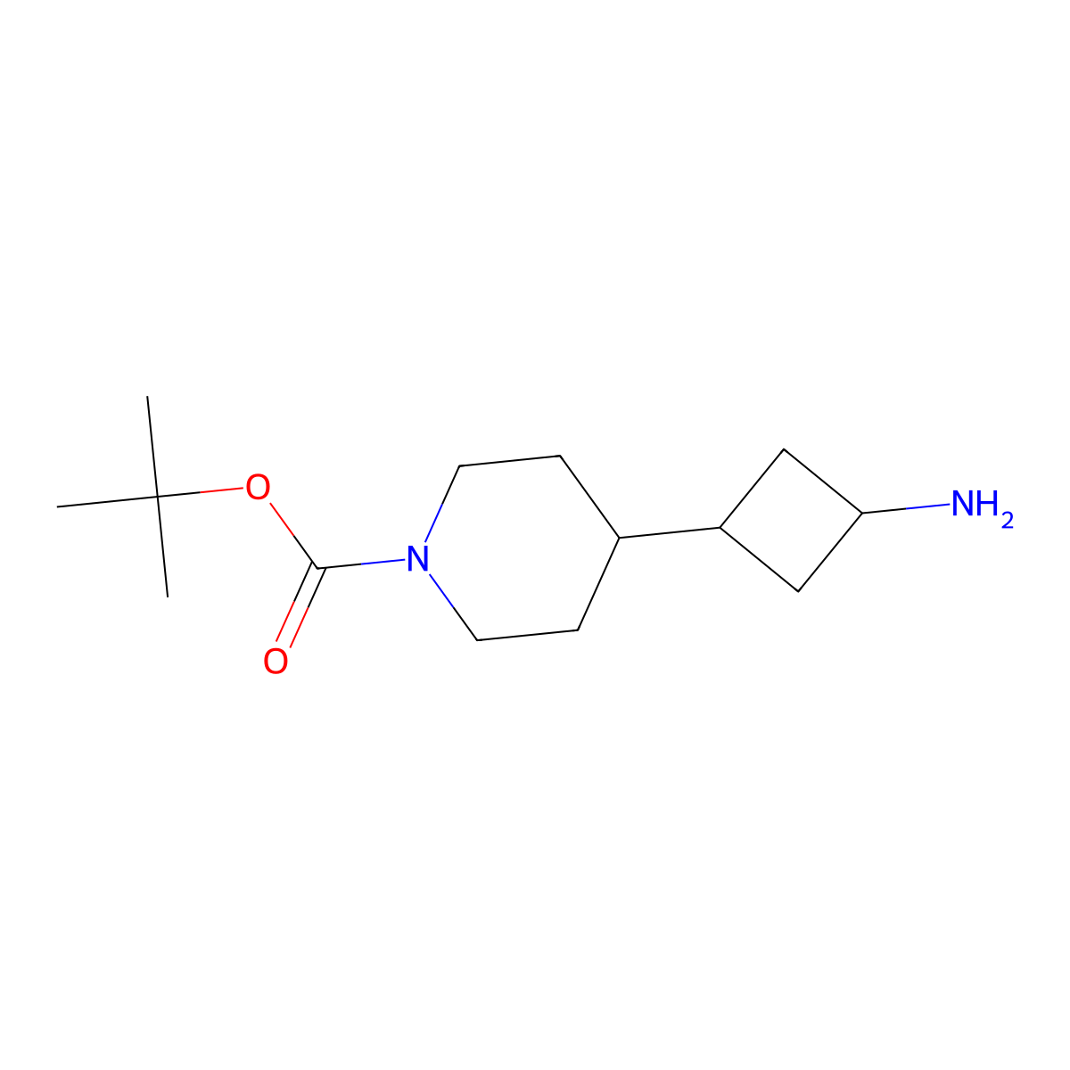 Tert-butyl 4-(3-aminocyclobutyl)piperidine-1-carboxylate molecular structure, CAS 2356100-91-7
