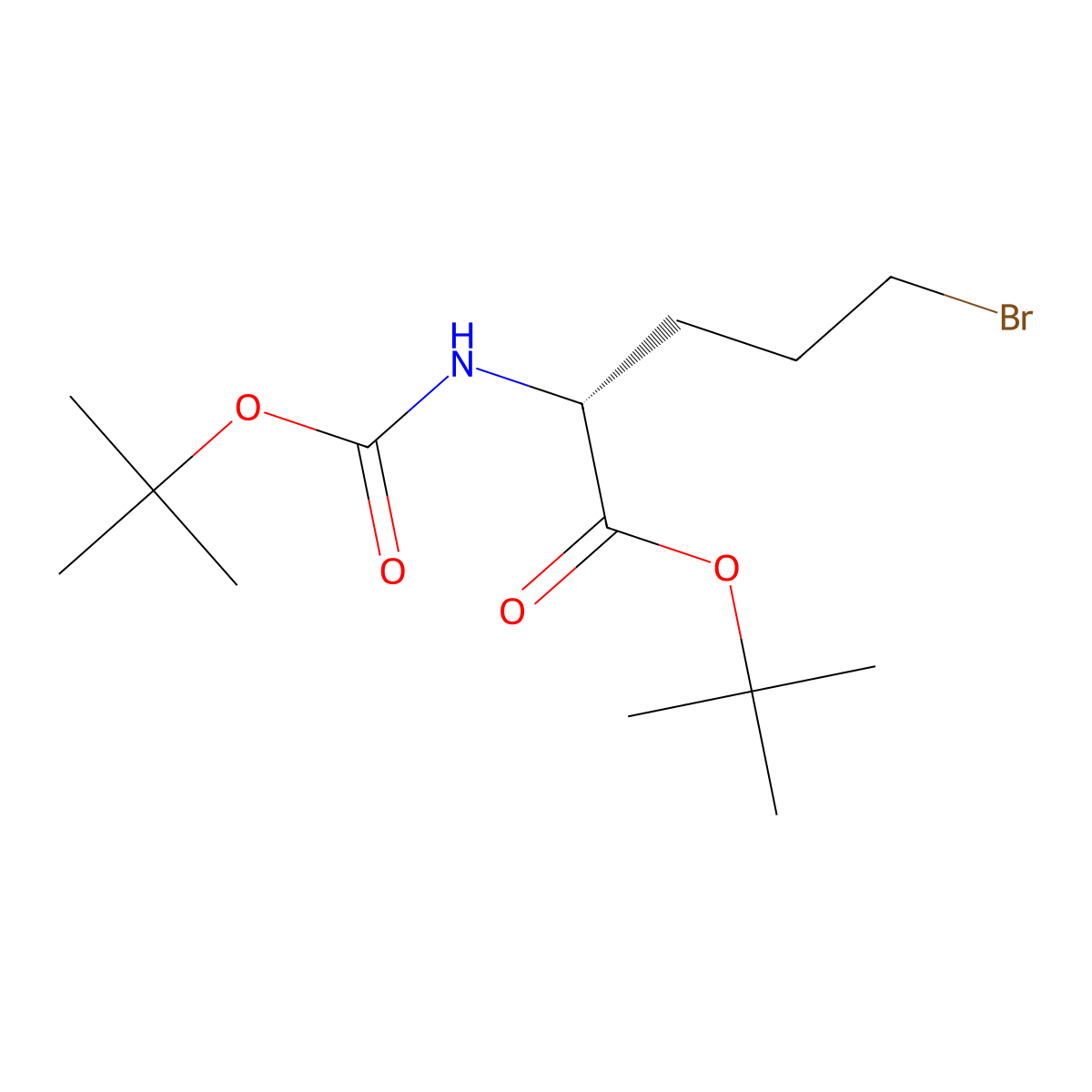 (R)-tert-Butyl 5-bromo-2-((tert-butoxycarbonyl)amino)pentanoate molecular structure, CAS 2356109-99-2