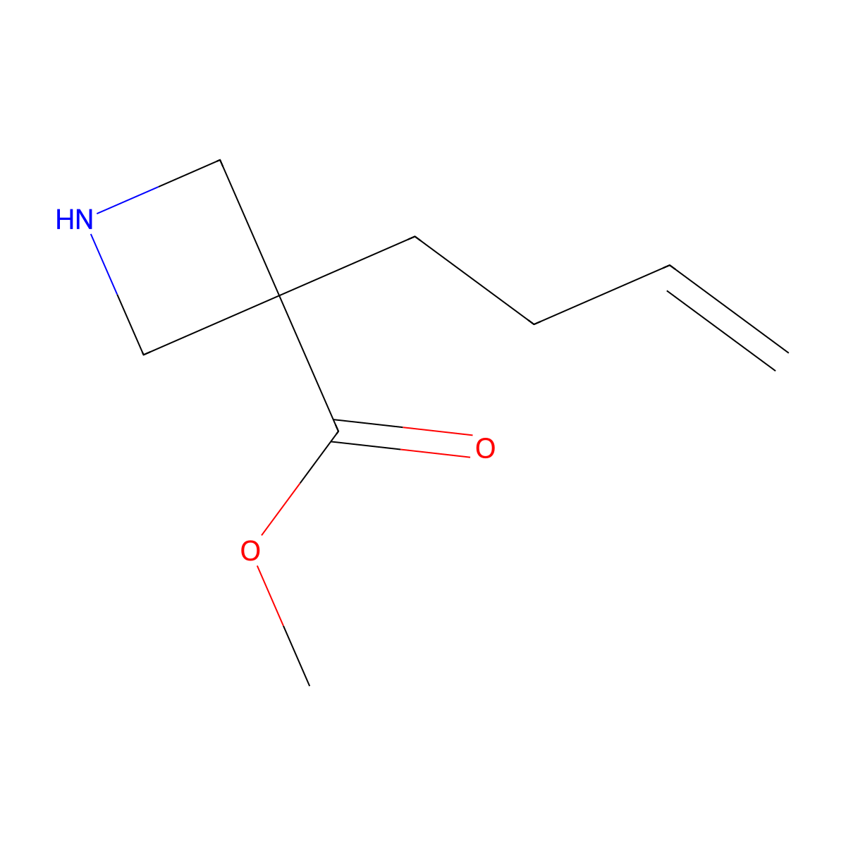Methyl 3-(but-3-en-1-yl)azetidine-3-carboxylate molecular structure, CAS 2356145-71-4