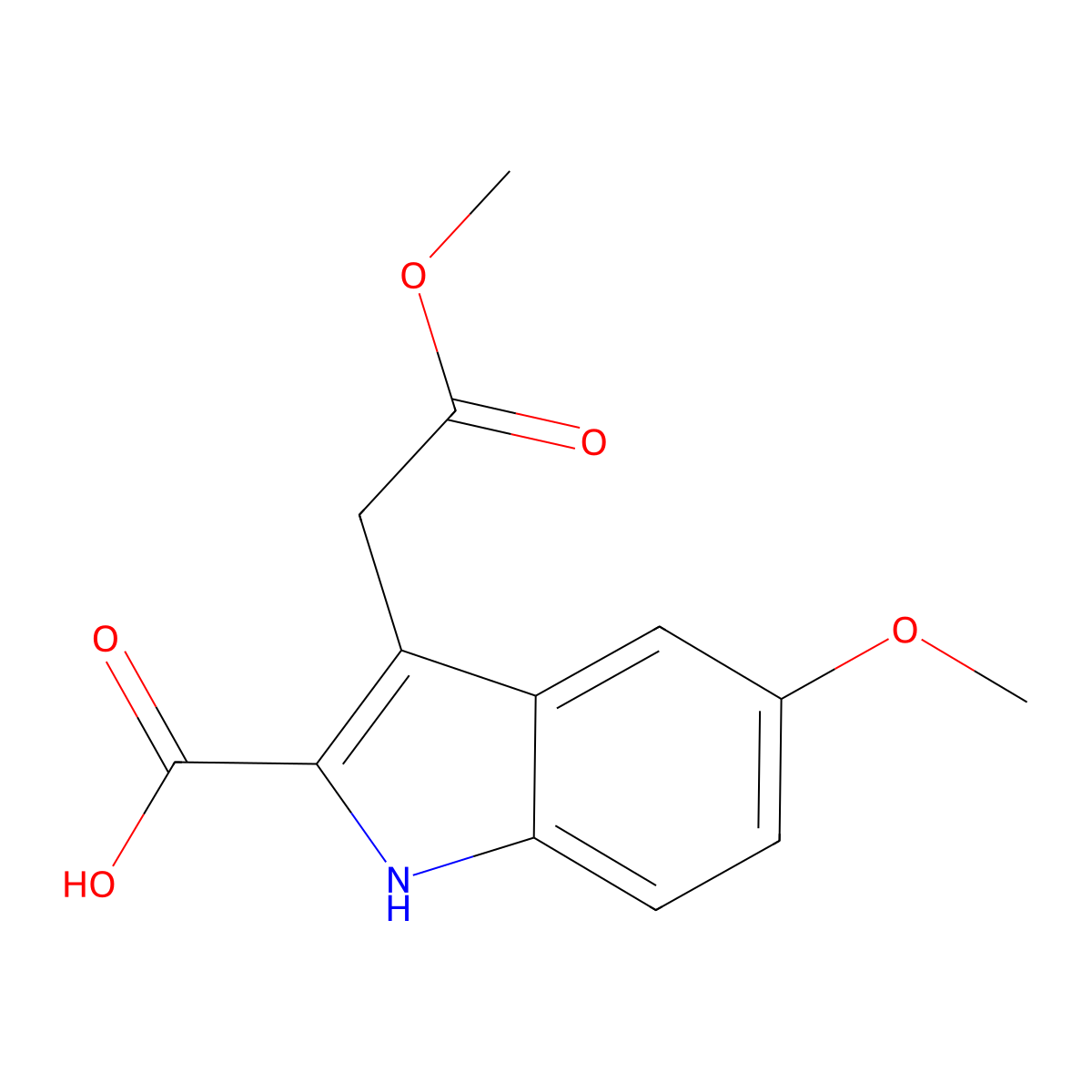 5-methoxy-3-(2-methoxy-2-oxoethyl)-1H-indole-2-carboxylic acid molecular structure, CAS 2356152-62-8