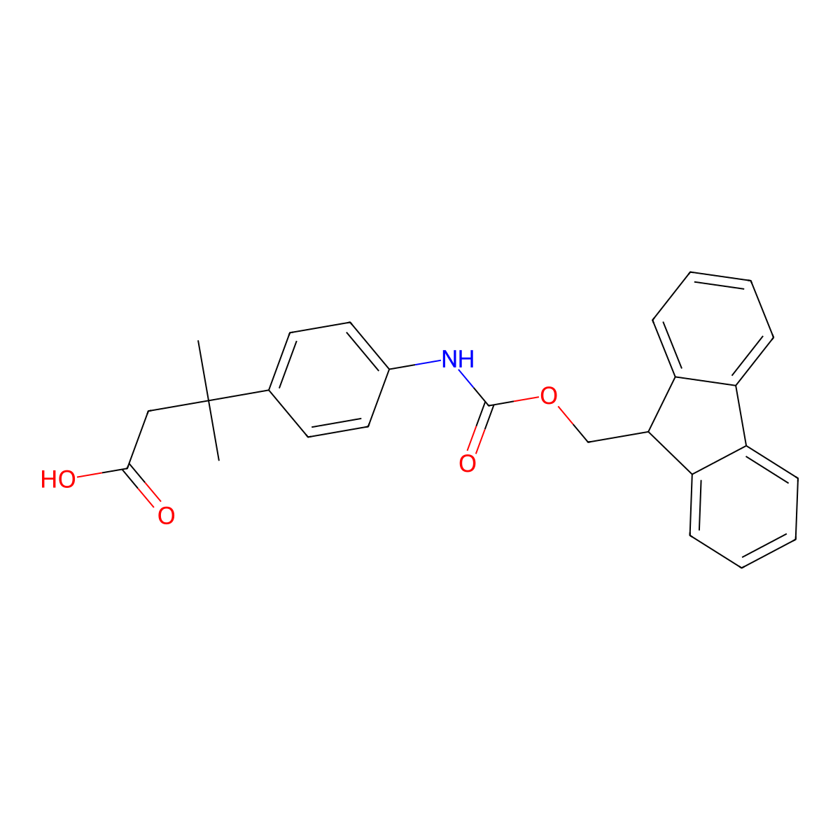 3-[4-({[(9H-fluoren-9-yl)methoxy]carbonyl}amino)phenyl]-3-methylbutanoic acid molecular structure, CAS 2356168-17-5