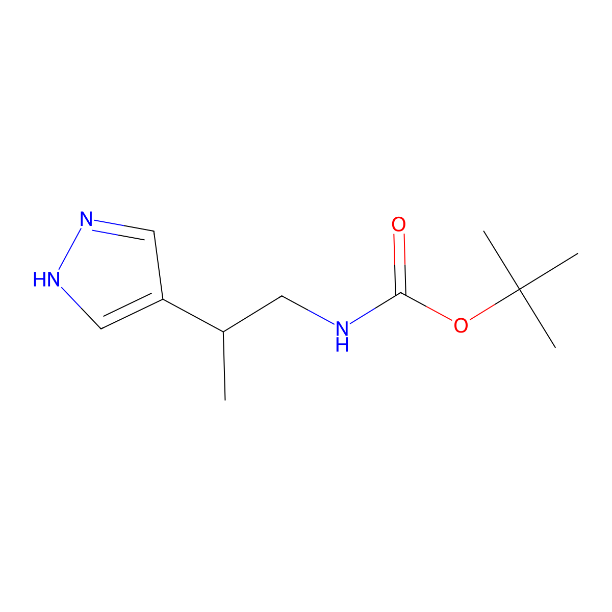 tert-butyl N-[2-(1H-pyrazol-4-yl)propyl]carbamate molecular structure, CAS 2356207-88-8