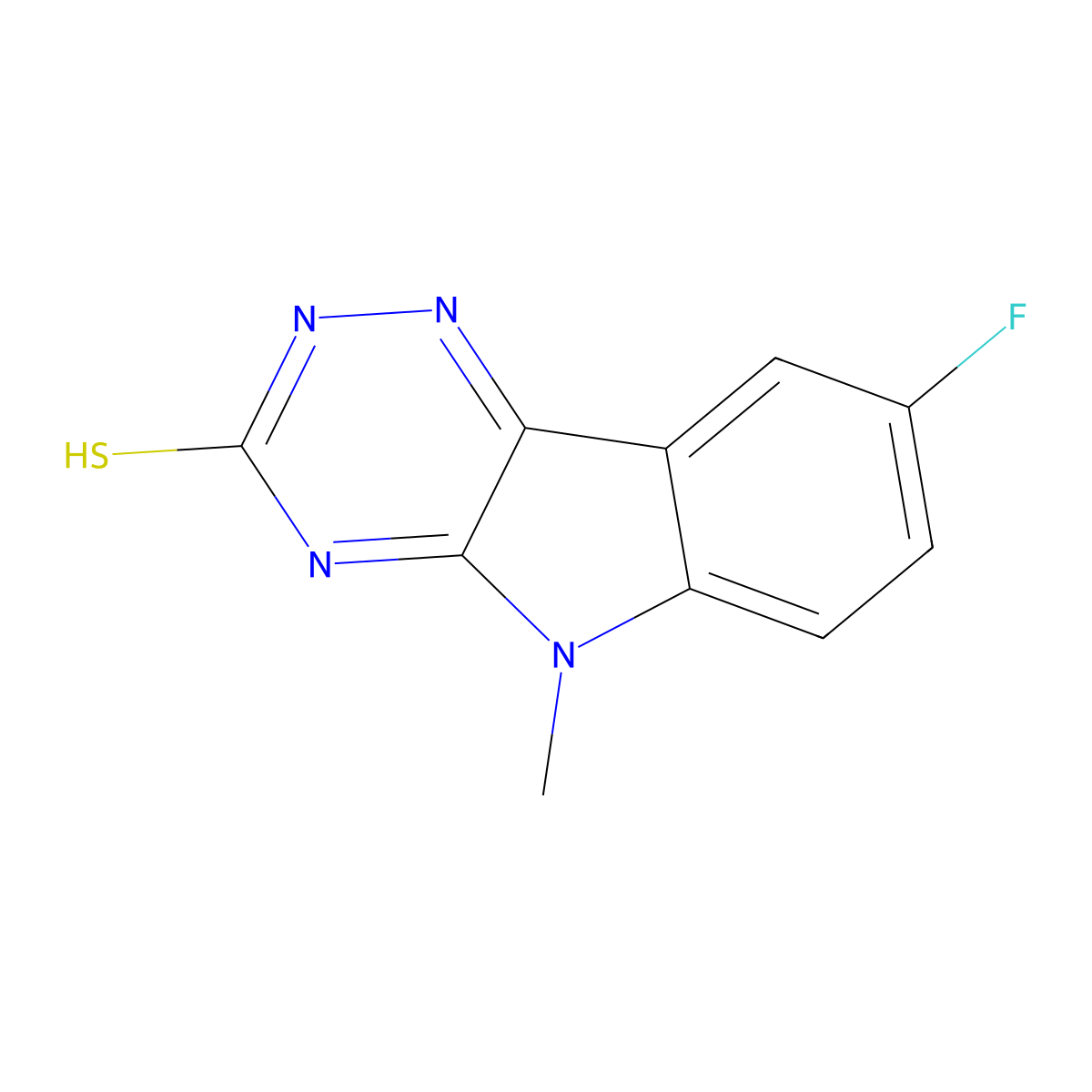 8-fluoro-5-methyl-2H-[1,2,4]triazino[5,6-b]indole-3-thione molecular structure, CAS 23563-12-4