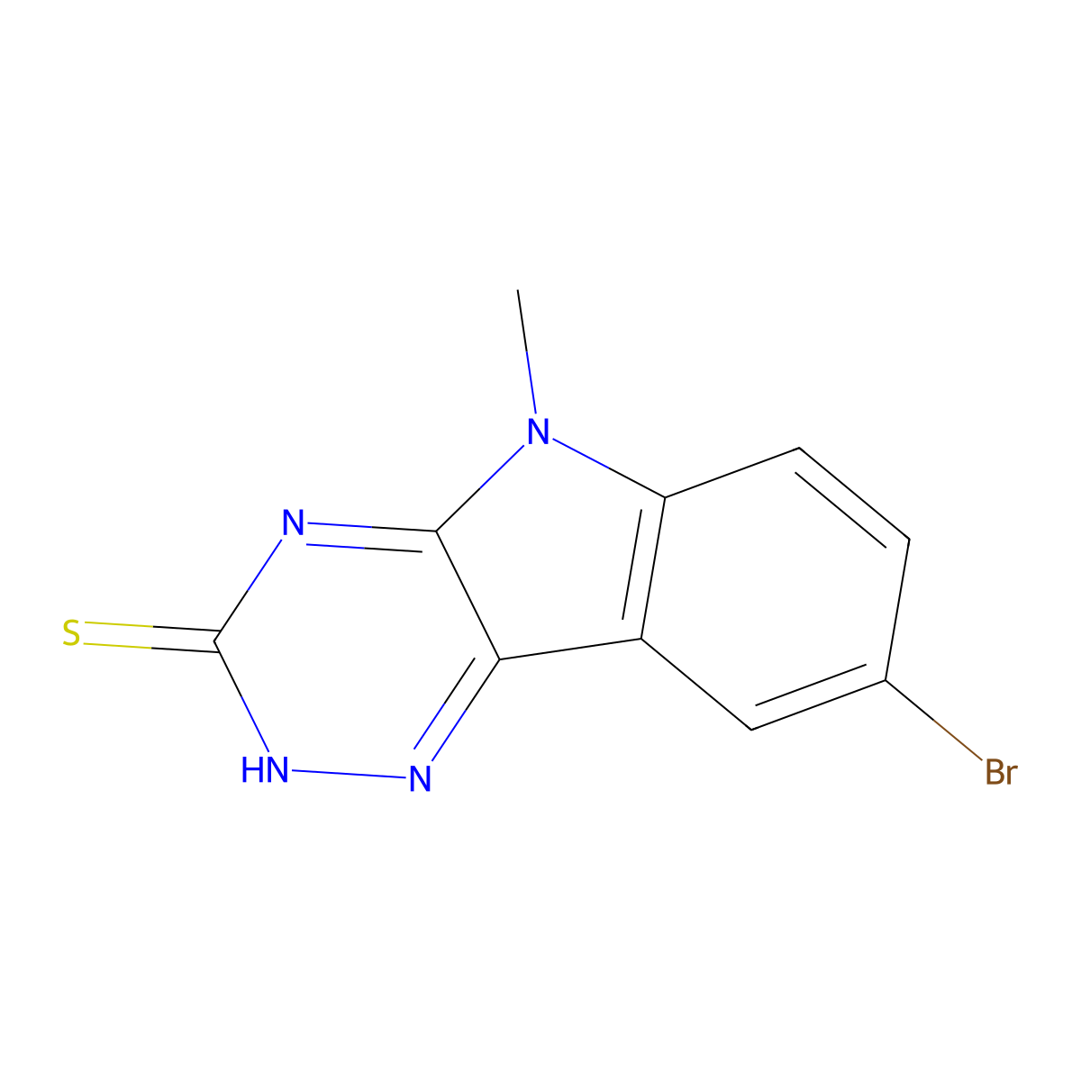 8-Bromo-5-methyl-5H-1,2,4-triazino(5,6-B)indole-3(2H)-thione molecular structure, CAS 23563-33-9