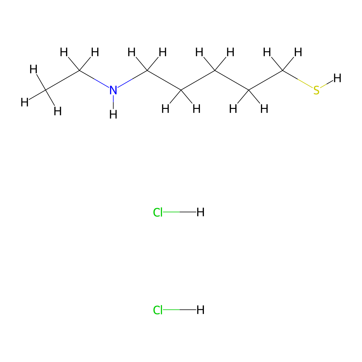 5-(Ethylamino)pentane-1-thiol--hydrogen chloride (1/2) molecular structure, CAS 23563-73-7