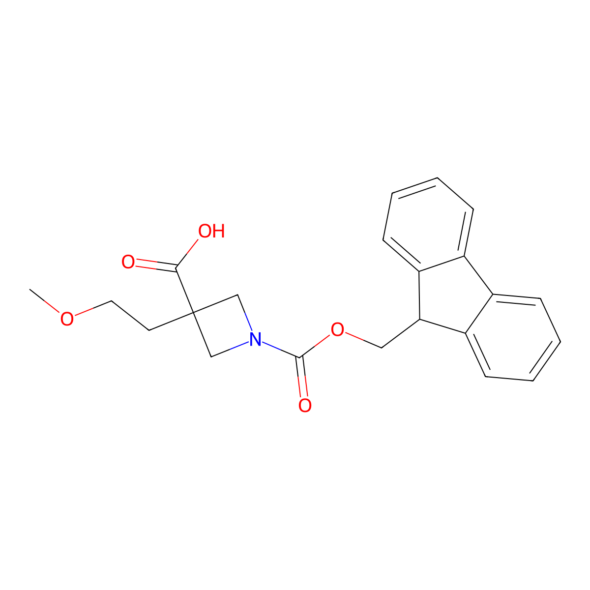 1-{[(9H-fluoren-9-yl)methoxy]carbonyl}-3-(2-methoxyethyl)azetidine-3-carboxylic acid molecular structure, CAS 2356312-68-8
