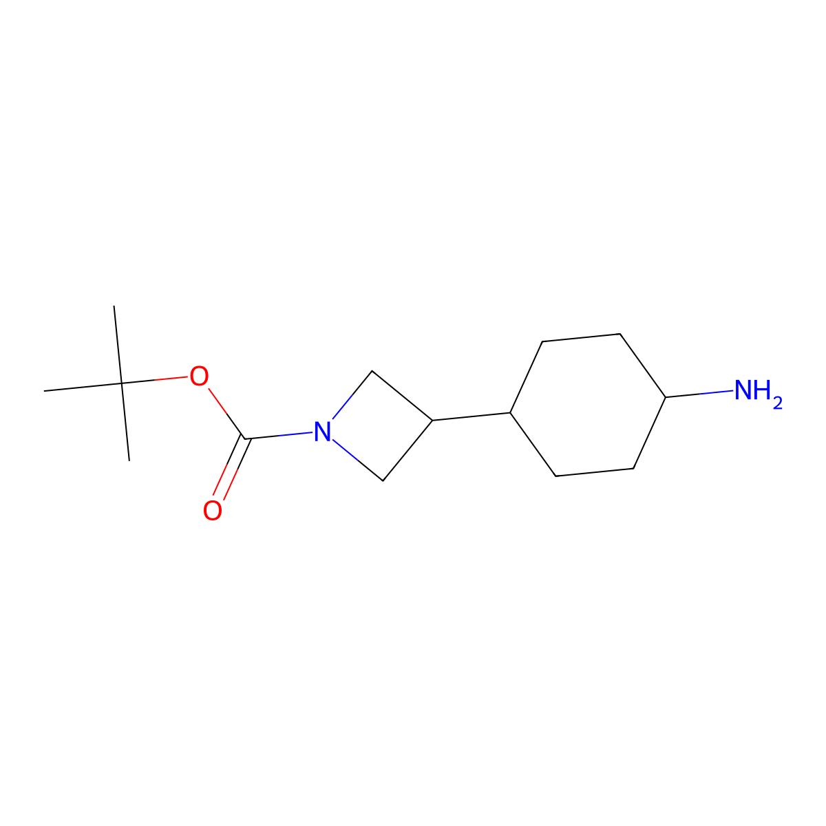 Tert-butyl trans-3-(4-aminocyclohexyl)azetidine-1-carboxylate molecular structure, CAS 2356369-17-8