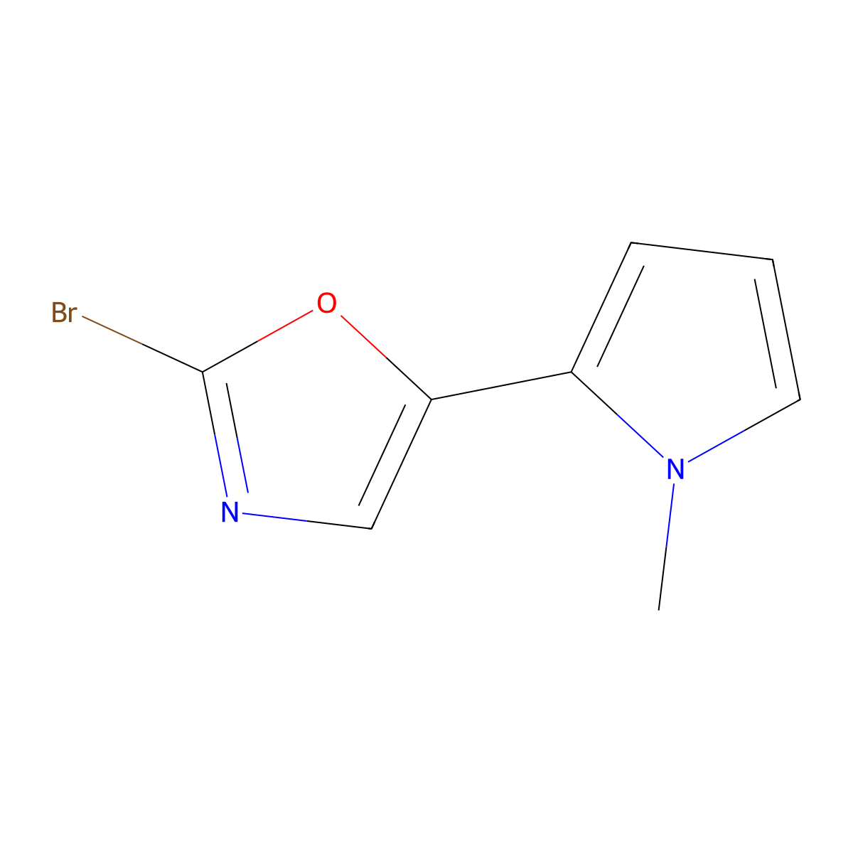 2-bromo-5-(1-methyl-1H-pyrrol-2-yl)-1,3-oxazole molecular structure, CAS 2356383-42-9