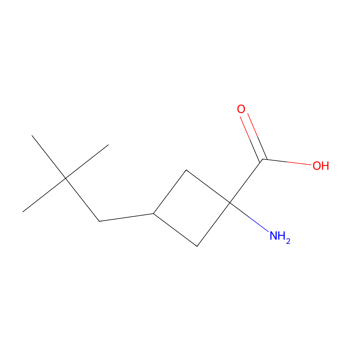 1-Amino-3-(2,2-dimethylpropyl)cyclobutane-1-carboxylic acid molecular structure, CAS 2356427-89-7
