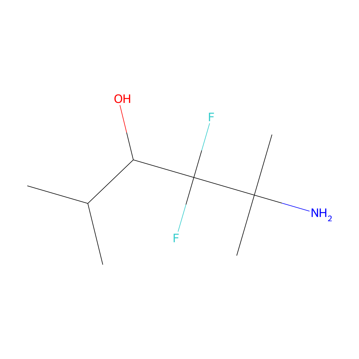 5-Amino-4,4-difluoro-2,5-dimethylhexan-3-ol molecular structure, CAS 2356460-71-2