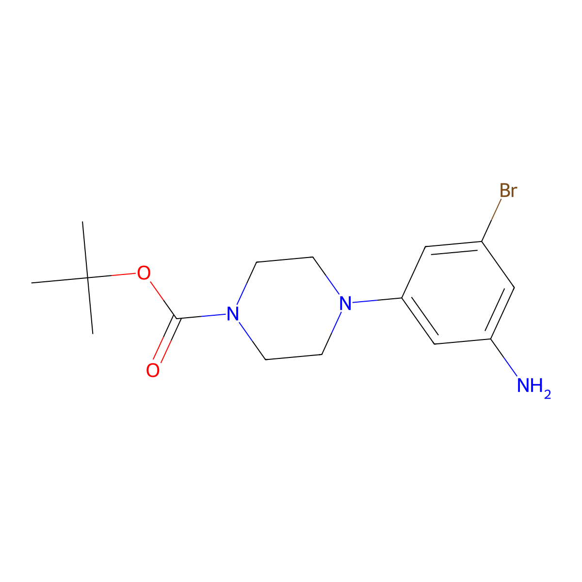 Tert-butyl 4-(3-amino-5-bromophenyl)piperazine-1-carboxylate molecular structure, CAS 2356531-08-1