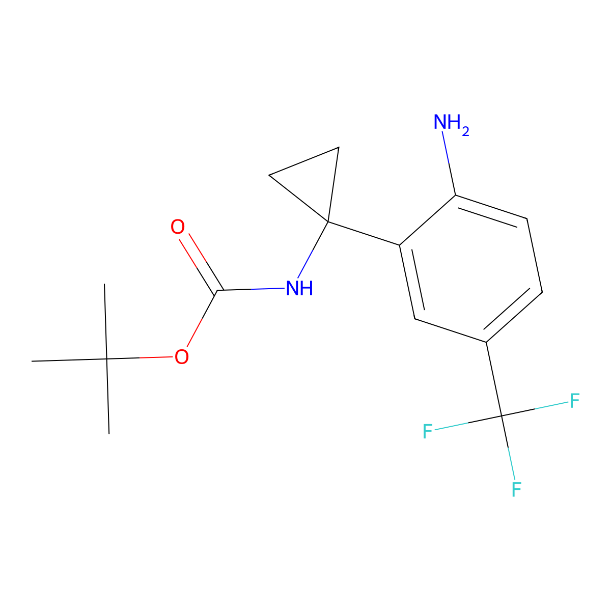 tert-butyl N-{1-[2-amino-5-(trifluoromethyl)phenyl]cyclopropyl}carbamate molecular structure, CAS 2356607-75-3