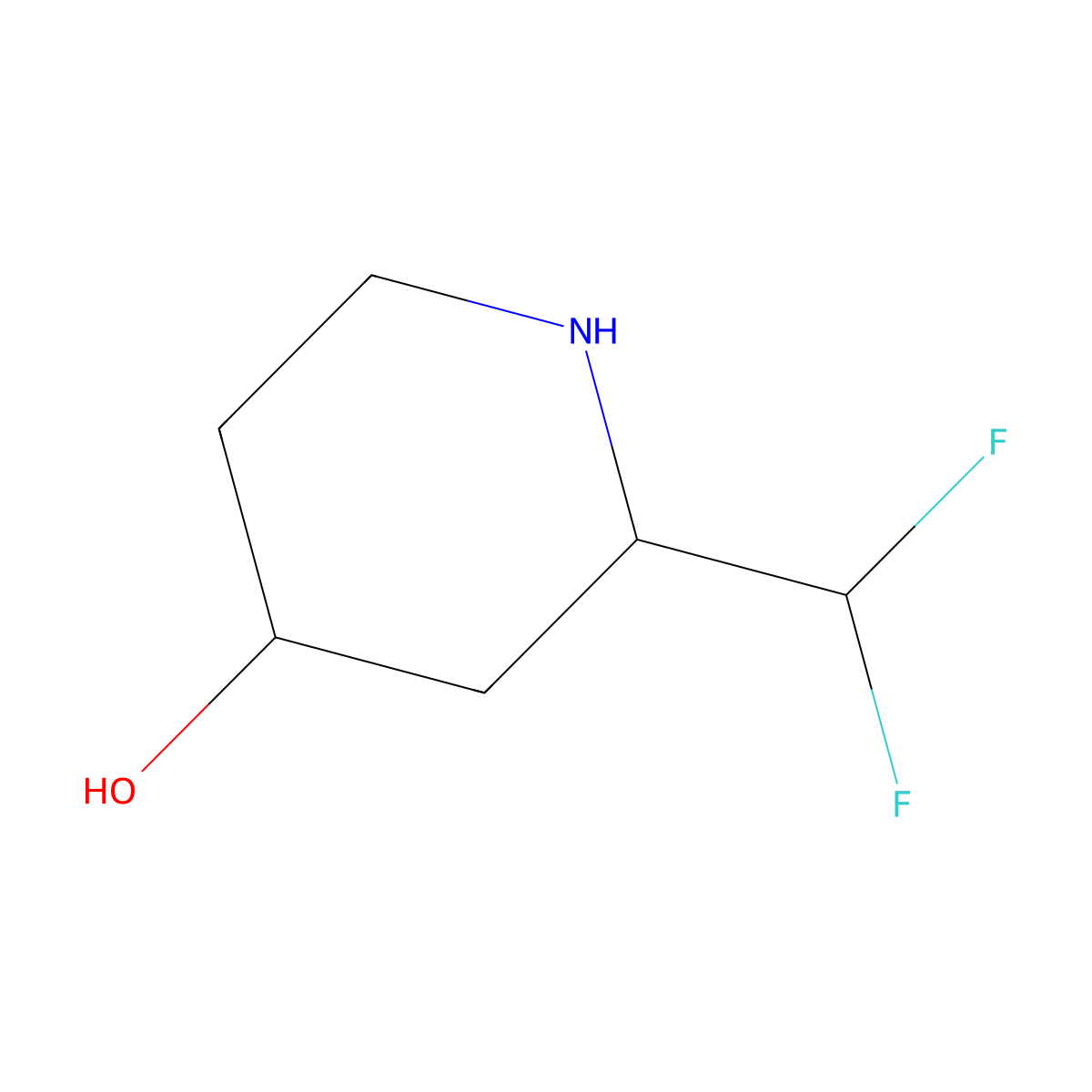 2-(Difluoromethyl)piperidin-4-ol molecular structure, CAS 2356625-06-2
