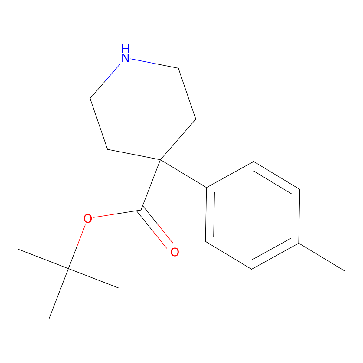 Tert-butyl 4-(4-methylphenyl)piperidine-4-carboxylate molecular structure, CAS 2356625-12-0