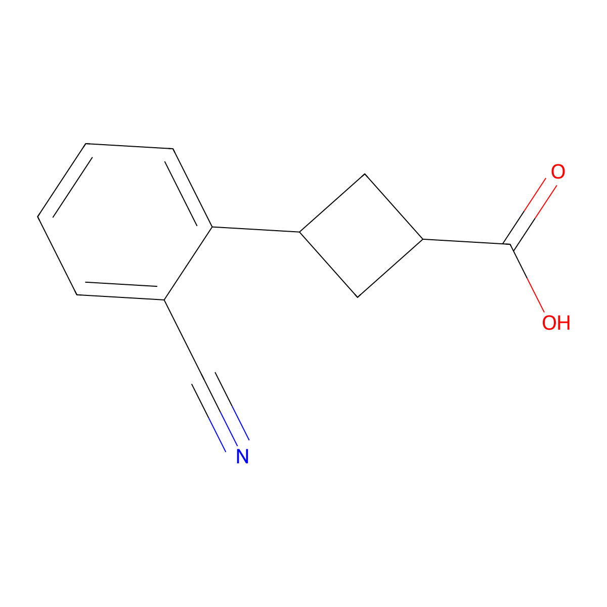 3-(2-Cyanophenyl)cyclobutane-1-carboxylic acid molecular structure, CAS 2356639-40-0