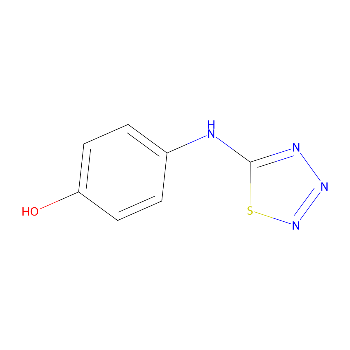 4-(1,2,3,4-Thiatriazol-5-ylamino)phenol molecular structure, CAS 23567-67-1