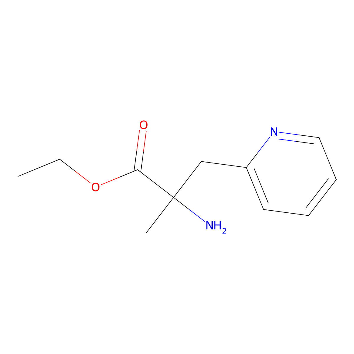 Ethyl 2-amino-2-methyl-3-(pyridin-2-yl)propanoate molecular structure, CAS 2356791-05-2