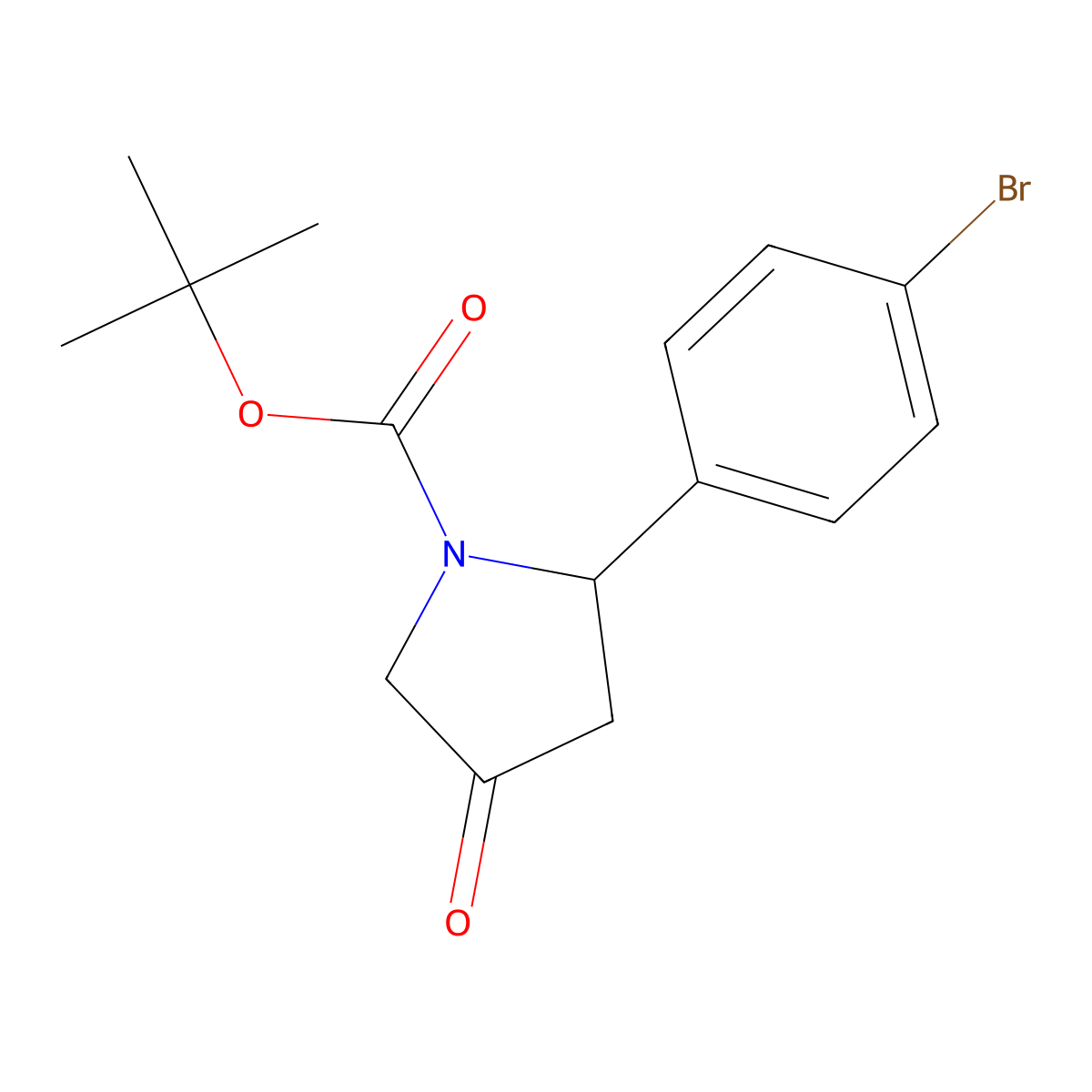 Tert-butyl 2-(4-bromophenyl)-4-oxopyrrolidine-1-carboxylate molecular structure, CAS 2356802-23-6